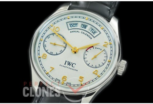0 0 IWP7D00054C V2 Portugese 7 Days Annual Calender 5035 SS/LE White/Champagne Gold A-52850