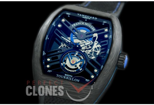 0 FMVG-023 Vanguard V41 S6 SQT Carbone Skeleton Forge Carbon Blue Asian Custom Vertical Bridge HW Movt 