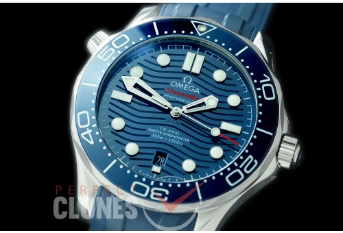 0 OM300M-003R 2018 Basel Seamaster Diver 300M SS/RU Blue Asian Clone 8800