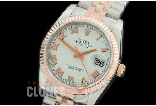 R36DJTR-371 GMF 126231 SS/RG Fluted/Jubilee White Roman SA 3135 904L Steel