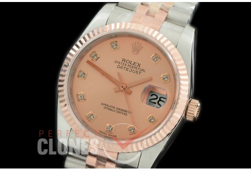R36DJTR-365 GMF 126231 SS/RG Fluted/Jubilee Rose Diam SA 3135 904L Steel