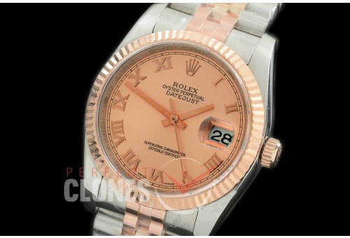 R36DJTR-375 GMF 126231 SS/RG Fluted/Jubilee Rose Roman SA 3135 904L Steel