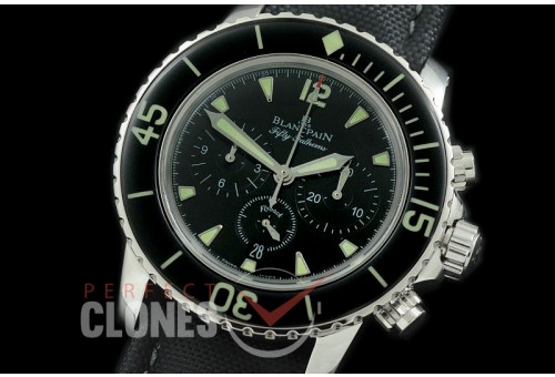 0 0 0 BP-50FC-101 OMF 50 Fathoms Chronograph SS/NY Black A-7750 Free Rubber Strap/Toolkit 