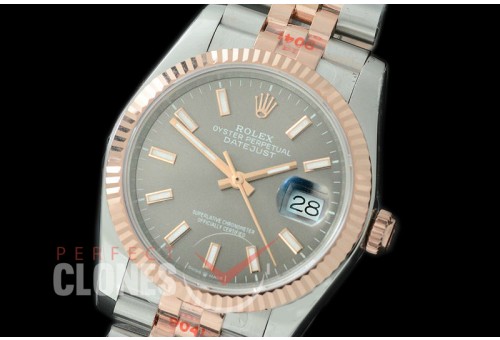 R36DJTR-303 GMF 126231 SS/RG Fluted/Jubilee Rhodium Grey Sticks SA 3135 904L Steel 