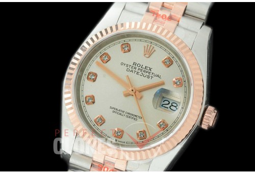 R36DJTR-311 GMF 126231 SS/RG Fluted/Jubilee White Diamonds SA 3135 904L Steel 