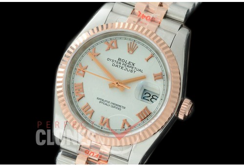 R36DJTR-321 GMF 126231 SS/RG Fluted/Jubilee White Roman SA 3135 904L Steel 