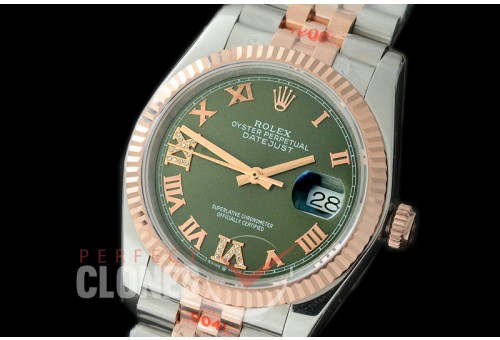 R36DJTR-337 GMF 126231 SS/RG Fluted/Jubilee Green Roman SA 3135 904L Steel 