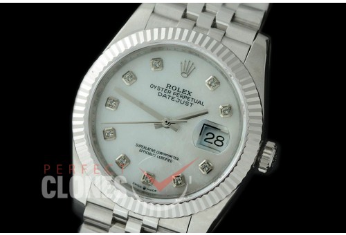 R36DJS-517 BP Datejust 36 126234 SS/SS Fluted/Jubilee 2019 MOP White Diamonds A-2824
