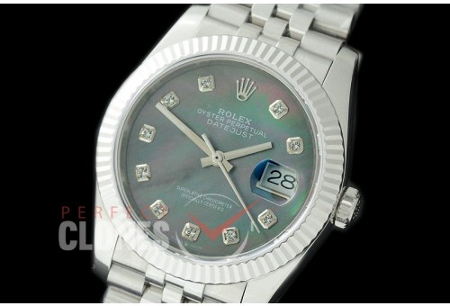 R36DJS-518 BP Datejust 36 126234 SS/SS Fluted/Jubilee 2019 MOP Black Diamonds A-2824