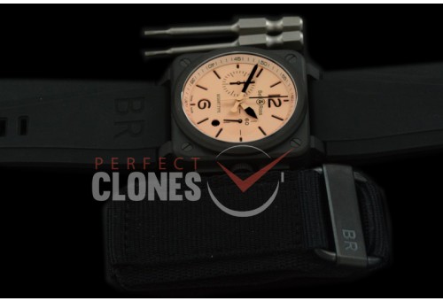 0 0 0 BR03-94-116 BR03-94 Desert Type Chronograph PVD/RU Amber A-7750 Sec at 3 - Bundle with Free Nylon Velcro Strap with Toolkit