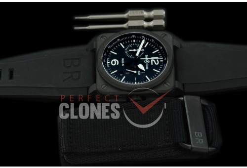 0 0 0 BR03-94-111 BR03-94 Chronograph PVD/RU Black A-7750 Sec at 3 - Bundle with Free Nylon Velcro Strap with Toolkit