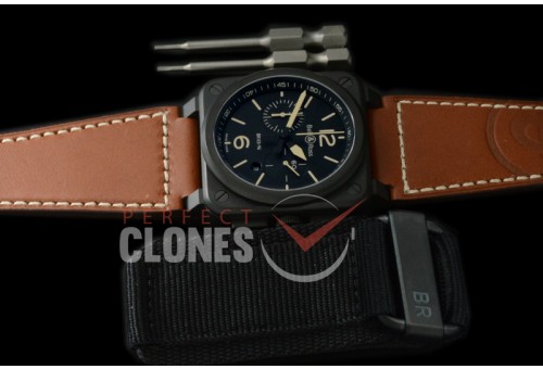 0 0 0 BR03-94-115 BR03-94 Heritage Chronograph PVD/LE Black A-7750 Sec at 3 - Bundle with Free Nylon Velcro Strap with Toolkit