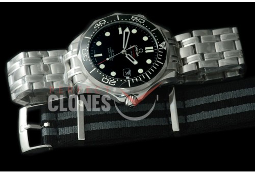 0 OM300M-081S Seamaster Diver 300M SS/SS Black Asian 2824 Mod 2500 Free Nato Strap 