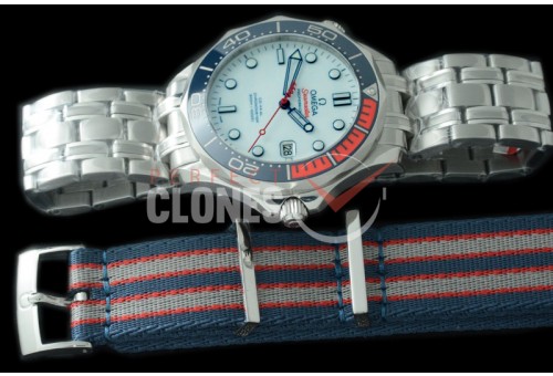 0 0 OM300M-026S OMF 2018 Seamaster Diver 300M 007 Limited Edition SS/SS White Asian Clone 2824/2507 Free Nato Strap