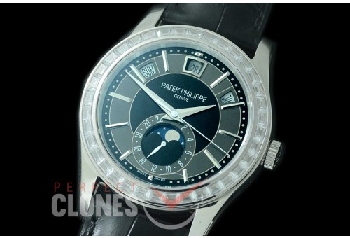 PP-5205-132D 5205 Annual Calendar / Moon Phase Complications SS/LE Black Miyota 9100 Mod to Calibre 324 