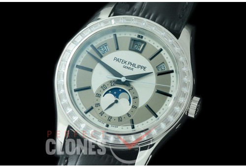 PP-5205-131D 5205 Annual Calendar / Moon Phase Complications SS/LE White Miyota 9100 Mod to Calibre 324 
