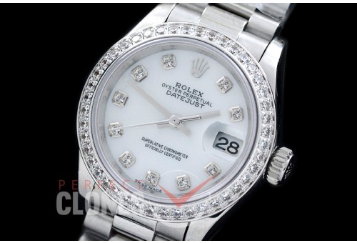 R28DJS-702D 279136RBR Datejust Ladies 28mm SS/SS Diam/President Pearl Diam ETA 2671