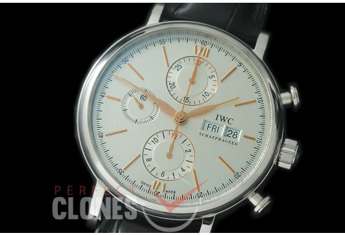 0 0 0 IWPT-102 IW391022 Portofino Chronograph Classic SS/LE White/ R-Gold A-7750 