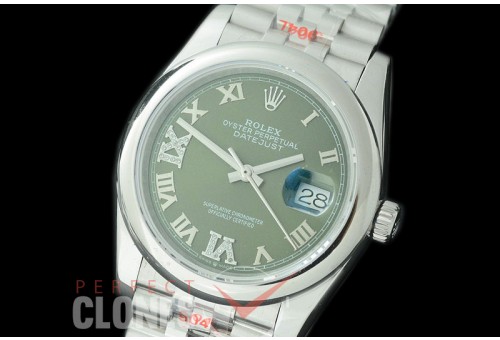 R36DJS-329S GMF 126234 SS/SS Smooth/Jubilee Olive Green Roman/Diam Asian 2824 904L Steel9