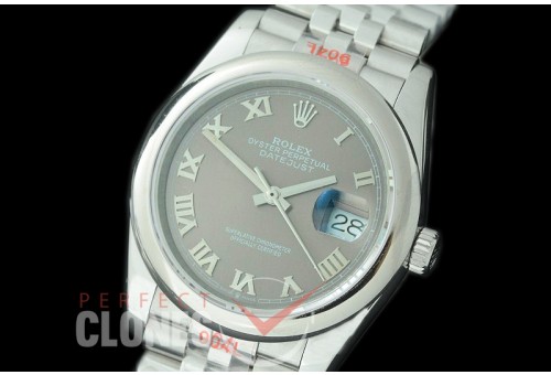 R36DJS-323S GMF 126234 SS/SS Smooth/Jubilee Dark Rhodium Grey Roman Asian 2824 904L Steel 