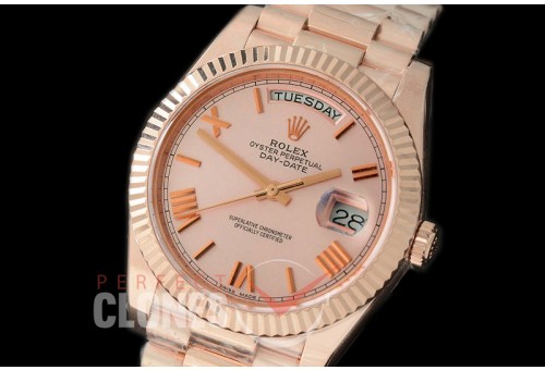 R40DD-18K-215 228235 RG/RG Rose Gold Roman Swiss 2836