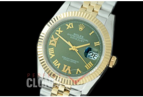 R36DJT-529F BP Datejust 36 126233 SS/YG Fluted/Jubilee 2019 Olive Green Roman/Diam A-2824