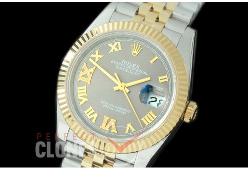 R36DJT-528F BP Datejust 36 126233 SS/YG Fluted/Jubilee 2019 Dark Rhodium Grey Roman/Diam A-2824