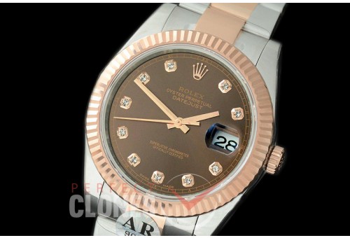 0 0 R41DJTR-917 JF/ARF 904L Steel 126331 Oyster SS/RG Brown Diam Asian 2824/3235 Mod
