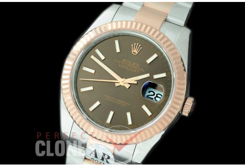 0 0 R41DJTR-907 JF/ARF 904L Steel 126331 Oyster SS/RG Brown Sticks Asian 2824/3235 Mod