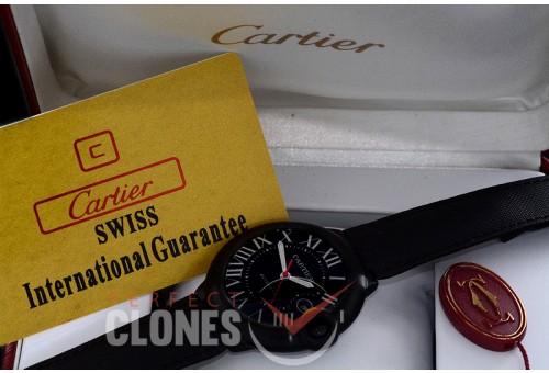 0 0 0 CARBA00016 Cartier de Ballon Carbon Men DLC/NY Black Asian Clone 2824 - Special Offer