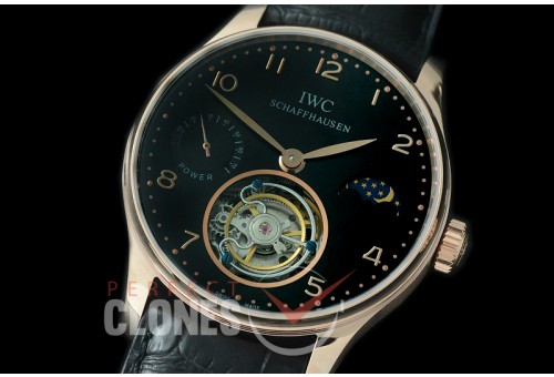 0 IWPTB00037 Portugese Tourbillon Handwind YG/LE Black Asian Flying Man Tourbillon