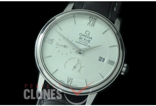 0 0 0 OMDEV-PR-101 ZF Deville Date/Power Reserve Automatic SS/LE White Asian Clone Cal 2627 PR Movt 