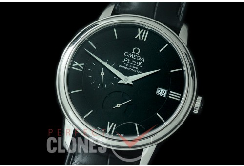 0 0 0 OMDEV-PR-102 ZF Deville Date/Power Reserve Automatic SS/LE Black Asian Clone Cal 2627 PR Movt 