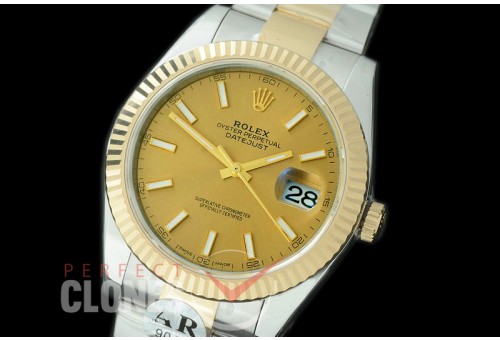 0 0 R41DJT-905 JF/ARF 904L Steel 126333 Oyster SS/YG Champagne Gold Sticks Asian 2824/3235 Mod