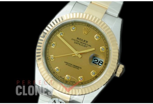 0 0 R41DJT-915 JF/ARF 904L Steel 126333 Oyster SS/YG Champagne Gold Diam Asian 2824/3235 Mod
