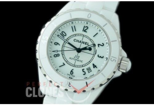 0 0 CHA-38-500 KOR-F New J12 H5700 CER/CER White Num A-2892 Mod to Chanel Calibre