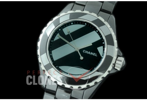 0 0 CHA-38-504B KOR-F New J12 H5581 Untitled CER/CER Rhodium Plated Decor A-2892 Mod to Chanel Calibre