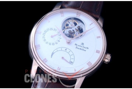 0 0 BP-VIL-141 Villeret Calendar / Power Reserve Tourbillon RG/LE White Roman Flying Man Tourbillon 