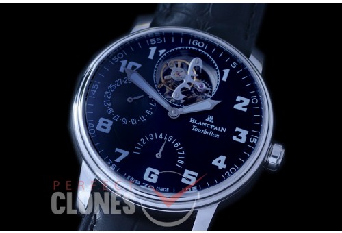 0 0 BP-VIL-137 Villeret Calendar / Power Reserve Tourbillon SS/LE Black Numeral Flying Man Tourbillon 