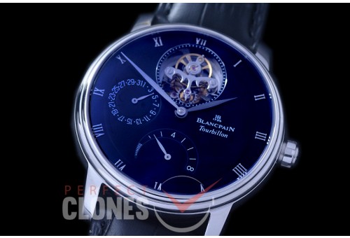 0 0 BP-VIL-132 Villeret Calendar / Power Reserve Tourbillon SS/LE Black Roman Flying Man Tourbillon 