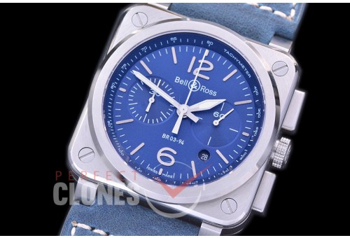 0 0 0 0 BR03-94-107 BR03-94 Chronograph Blue Steel SS/LE Blue A-7750 Sec at 3