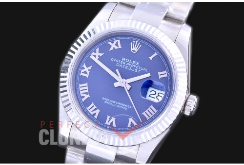 R36DJS-574 BP Datejust 36 126234 SS/SS Fluted/Oyster 2019 Blue Roman A-2824