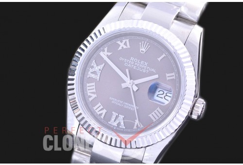R36DJS-578 BP Datejust 36 126234 SS/SS Fluted/Oyster 2019 Rhodium Grey Roman-Diamonds A-2824