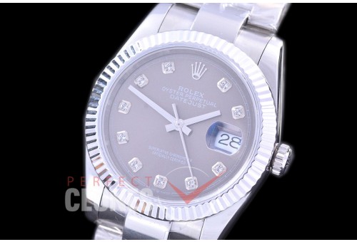 R36DJS-563 BP Datejust 36 126234 SS/SS Fluted/Oyster 2019 Rhodium Grey Diamonds A-2824