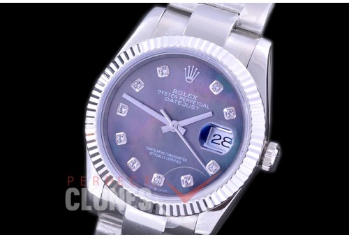 R36DJS-567 BP Datejust 36 126234 SS/SS Fluted/Oyster 2019 MOP Black Diamonds A-2824