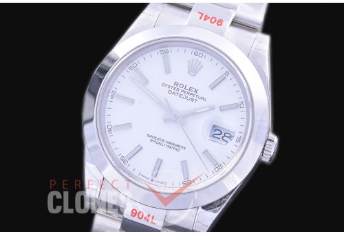 0 0 R41DJS-351 GMF 904L Steel 126334 Smooth/Oyster SS/SS White Sticks Asian 2824 