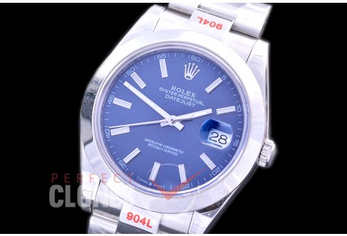 0 0 R41DJS-354 GMF 904L Steel 126334 Smooth/Oyster SS/SS Blue Sticks Asian 2824 