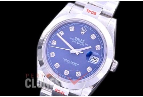 0 0 R41DJS-364 GMF 904L Steel 126334 Smooth/Oyster SS/SS Blue Diamonds Asian 2824 