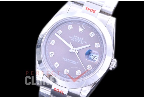 0 0 R41DJS-363 GMF 904L Steel 126334 Smooth/Oyster SS/SS Rhodium Grey Diamonds Asian 2824 