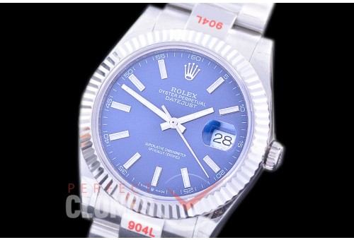 0 0 R41DJS-354F GMF 904L Steel 126334 Fluted/Oyster SS/SS Blue Sticks Asian 2824 